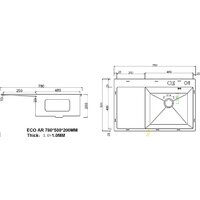 Кухонная мойка ARFEKA ECO AR 780*500 R BLACK PVD NANO - Изображение №3 — Chaika Market