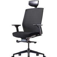 Офисное кресло Bestuhl J1 Black Pl с подголовником и подлокотником (черная сетка/черная ткань) — Chaika Market