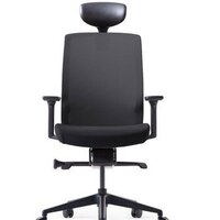 Офисное кресло Bestuhl J1 Black Pl с подголовником и подлокотником (черная сетка/черная ткань) - Изображение №2 — Chaika Market