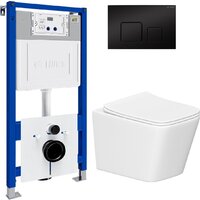 Унитаз подвесной Lauter Square 214903 с кнопкой 219704F (квадратная, черный) - Изображение №2 — Chaika Market