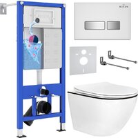 Унитаз подвесной Roxen Antares Black в комплекте с инсталляцией StounFix Dual Fresh 6 в 1 964909 (кнопка: белое стекло) - Изображение №2 — Chaika Market