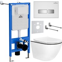 Унитаз подвесной Roxen Antares Black в комплекте с инсталляцией StounFix Dual Fresh 6 в 1 964909 (кнопка: белое стекло) — Chaika Market