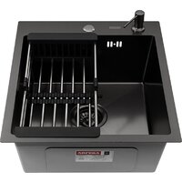 Кухонная мойка ARFEKA Eco AR мойка 450*500, коландер, дозатор Black Decor - Изображение №2 — Chaika Market