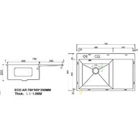 Кухонная мойка ARFEKA ECO AR 780*500 L SATIN - Изображение №3 — Chaika Market