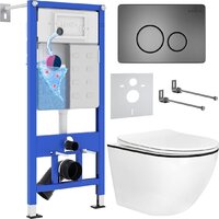 Унитаз подвесной Roxen Antares Black в комплекте с инсталляцией StounFix Dual Fresh 6 в 1 964894 (кнопка: оружейная сталь) - Изображение №2 — Chaika Market