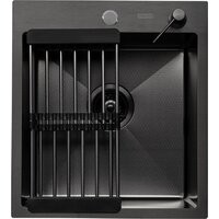 Кухонная мойка ARFEKA Eco AR мойка 450*500, коландер, дозатор Black — Chaika Market