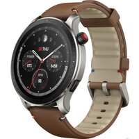 Умные часы Amazfit GTR 4 (серебристый, с коричневым кожаным ремешком) — Chaika Market
