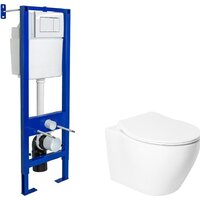 Унитаз подвесной Saniteco KW-99046 + Berges АТОМ 410 040333 (с кнопкой) — Chaika Market