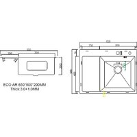 Кухонная мойка ARFEKA ECO AR 650*500 R BLACK PVD NANO - Изображение №3 — Chaika Market