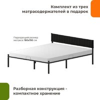 Кровать Домаклево Лофт Компакт 180x190 (черный/черный велюровый чехол) - Изображение №3 — Chaika Market