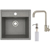 Кухонная мойка БелЭворс Rio + смеситель W4998-4 + дозатор L405-1 (серый/сатин) — Chaika Market