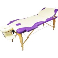 Массажный стол Atlas Sport 70 см складной 3-с деревянный (кремово-фиолетовый) — Chaika Market