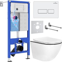 Унитаз подвесной Roxen Antares Black в комплекте с инсталляцией StounFix Dual Fresh 6 в 1 964744 (кнопка: белый глянец) — Chaika Market