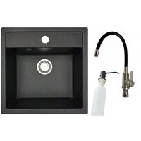 Кухонная мойка БелЭворс Rio + смеситель W74004-2 + дозатор L405F (черный) — Chaika Market