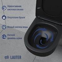 Унитаз подвесной Lauter с инсталляцией Sulzdorf с микролифтом и кнопкой смыва 219704HD (белый/черный) - Изображение №6 — Chaika Market