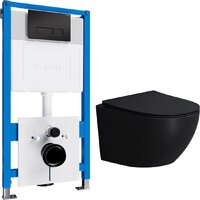 Унитаз подвесной Lauter с инсталляцией Sulzdorf с микролифтом и кнопкой смыва 219704HD (белый/черный) - Изображение №2 — Chaika Market