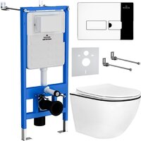 Унитаз подвесной Roxen Antares Black в комплекте с инсталляцией StounFix Dual Fresh 6 в 1 964772 (кнопка: хром глянец) — Chaika Market