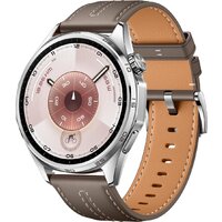 Умные часы Huawei Watch GT 6 46 мм (серебристый, с коричневым кожаным ремешком, международная версия) — Chaika Market