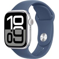 Умные часы Apple Watch Series 10 42 мм (алюминиевый корпус, серебристый/синий, спортивный силиконовый ремешок M/L) — Chaika Market