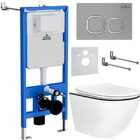 Унитаз подвесной Roxen Antares Black в комплекте с инсталляцией StounFix Dual Fresh 6 в 1 964715 (кнопка: хром матовый) — Chaika Market