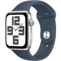 Умные часы Apple Watch SE 2 44 мм (алюминиевый корпус, серебристый/грозовой синий, спортивный силиконовый ремешок S/M) - Изображение №1 — Chaika Market