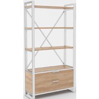 Стеллаж Hype Mebel Стандарт Люкс 80x200 (белый/дуб галифакс натуральный) - Изображение №1 — Chaika Market