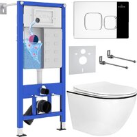 Унитаз подвесной Roxen Antares Black в комплекте с инсталляцией StounFix Dual Fresh 6 в 1 964686 (кнопка: хром глянец) — Chaika Market