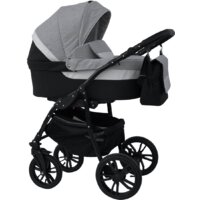 Универсальная коляска Alis Alvaro F (3 в 1, Al 04, темно-серый/светло-серый/белая кожа) — Chaika Market