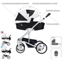 Универсальная коляска BEBETTO Torino (2 в 1, 01, белая рама) - Изображение №2 — Chaika Market
