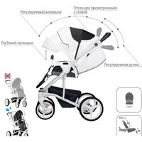 Универсальная коляска BEBETTO Torino (2 в 1, 01, белая рама) - Изображение №6 — Chaika Market