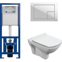 Унитаз подвесной Cersanit Carina New Clean On с инстал. Link Pro (с кнопкой Corner 64077 белый) — Chaika Market