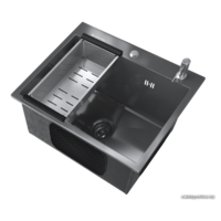 Кухонная мойка Ulgran Steel 50x45 (черная брашированная сталь) - Изображение №3 — Chaika Market