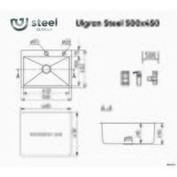 Кухонная мойка Ulgran Steel 50x45 (черная брашированная сталь) - Изображение №7 — Chaika Market