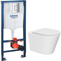 Унитаз подвесной Lauter Longer 2110822 + GROHE Rapid SL 38772001 с кнопкой (прямоугольная, хром) - Изображение №2 — Chaika Market