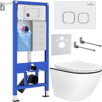 Унитаз подвесной Roxen Antares Black в комплекте с инсталляцией StounFix Dual Fresh 6 в 1 964671 (кнопка: белый глянец) — Chaika Market