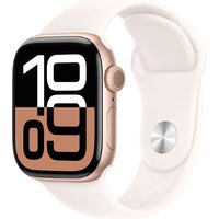 Умные часы Apple Watch Series 10 42 мм (алюминиевый корпус, розовое золото/легкие румяна, спортивный силиконовый ремешок S/M) - Изображение №1 — Chaika Market