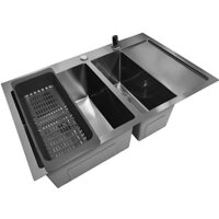 Кухонная мойка Stellar Decor S7850NB-2L-D (нано черный) - Изображение №2 — Chaika Market