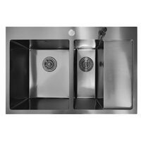 Кухонная мойка Stellar Decor S7850NB-2L-D (нано черный) - Изображение №4 — Chaika Market