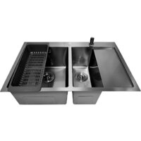 Кухонная мойка Stellar Decor S7850NB-2L-D (нано черный) - Изображение №3 — Chaika Market