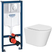 Унитаз подвесной Lauter Longer 2110822 + GROHE Rapid SL 38721001 с кнопкой (овальная, хром) - Изображение №2 — Chaika Market