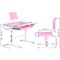 Парта Anatomica Avgusta + стул + выдвижной ящик + подставка (белый/розовый) - Изображение №2 — Chaika Market