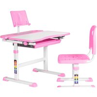 Парта Anatomica Avgusta + стул + выдвижной ящик + подставка (белый/розовый) — Chaika Market