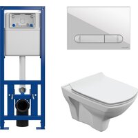 Унитаз подвесной Cersanit Carina New Clean On с инстал.Link Pro (с кнопкой Estetica 64109 белый) — Chaika Market