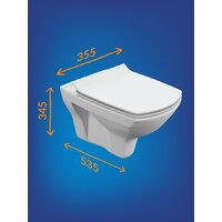 Унитаз подвесной Cersanit Carina New Clean On с инстал.Link Pro (с кнопкой Estetica 64109 белый) - Изображение №7 — Chaika Market