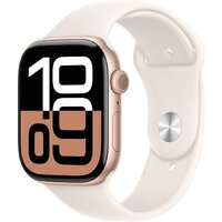 Умные часы Apple Watch Series 10 46 мм (алюминиевый корпус, розовое золото/звездный свет, спортивный силиконовый ремешок M/L) — Chaika Market