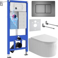 Унитаз подвесной Roxen Royal Matt в комплекте с инсталляцией StounFix Dual Fresh 6 в 1 968290 (кнопка: оружейная сталь) — Chaika Market