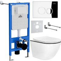 Унитаз подвесной Roxen Antares Black в комплекте с инсталляцией StounFix Dual Fresh 6 в 1 964658 (кнопка: хром глянец) — Chaika Market
