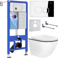 Унитаз подвесной Roxen Antares Black в комплекте с инсталляцией StounFix Dual Fresh 6 в 1 964658 (кнопка: хром глянец) - Изображение №2 — Chaika Market