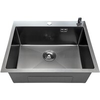 Кухонная мойка Stellar Decor S7050NB-D (нано черный) - Изображение №3 — Chaika Market