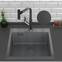 Кухонная мойка Roxen Snake 560220-50-BS (50*48) PVD графит/текстурная поверхность (с коландером и дозатором) - Изображение №5 — Chaika Market